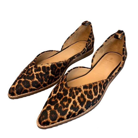 Bill Blass Leopard Calf Hair Leather Sybil Flats Shoes Pointed  Sz 7 - Picture 1 of 8